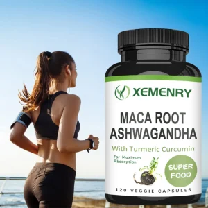 Maca Root + Ashwagandha | Supports Stress Relief and Energy with Curcumin and Piperine - 120 Capsules